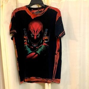 Marvel Black and Red Deadpool Short Sleeve Tee